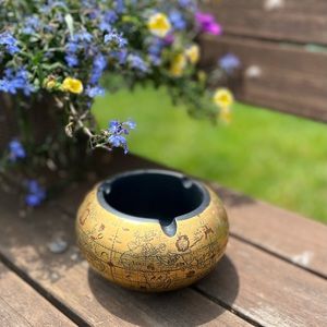 Vintage Italian ashtray, old world globe ashtray, pottery ashtray, handmade, Flo